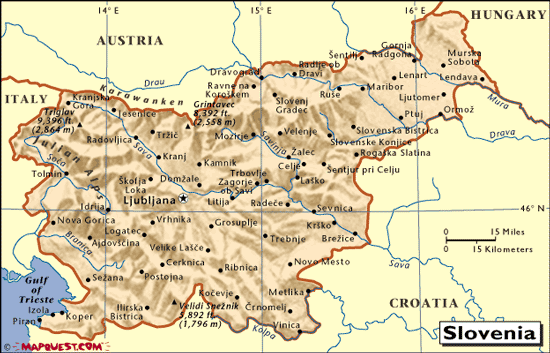 physique carte du slovenie